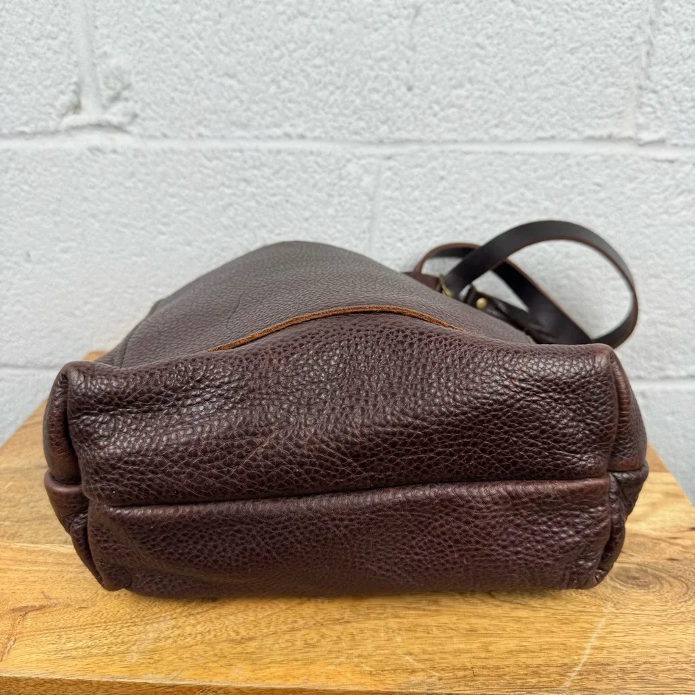 Portland Leather Goods Small Coldbrew Brown Pebbled Leather Tote Bag - Picture 7 of 13